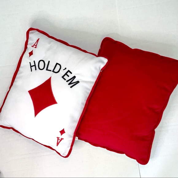 NWOT Collectible game room Texas Hold’em pair of plush pillows/red, white & blue - Picture 4 of 4